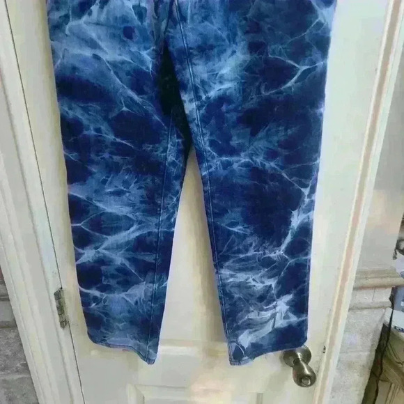 32. Land's end acid wash straight leg jeans size 10 light blue dark blue - Picture 2 of 7